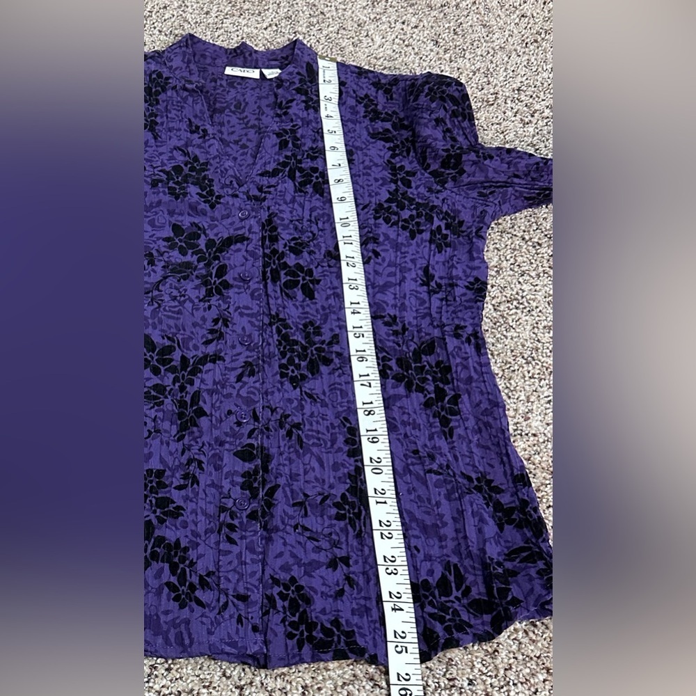 💜 CATO Blouse - Purple with Black Floral Accent  💜 - Picture 12 of 14